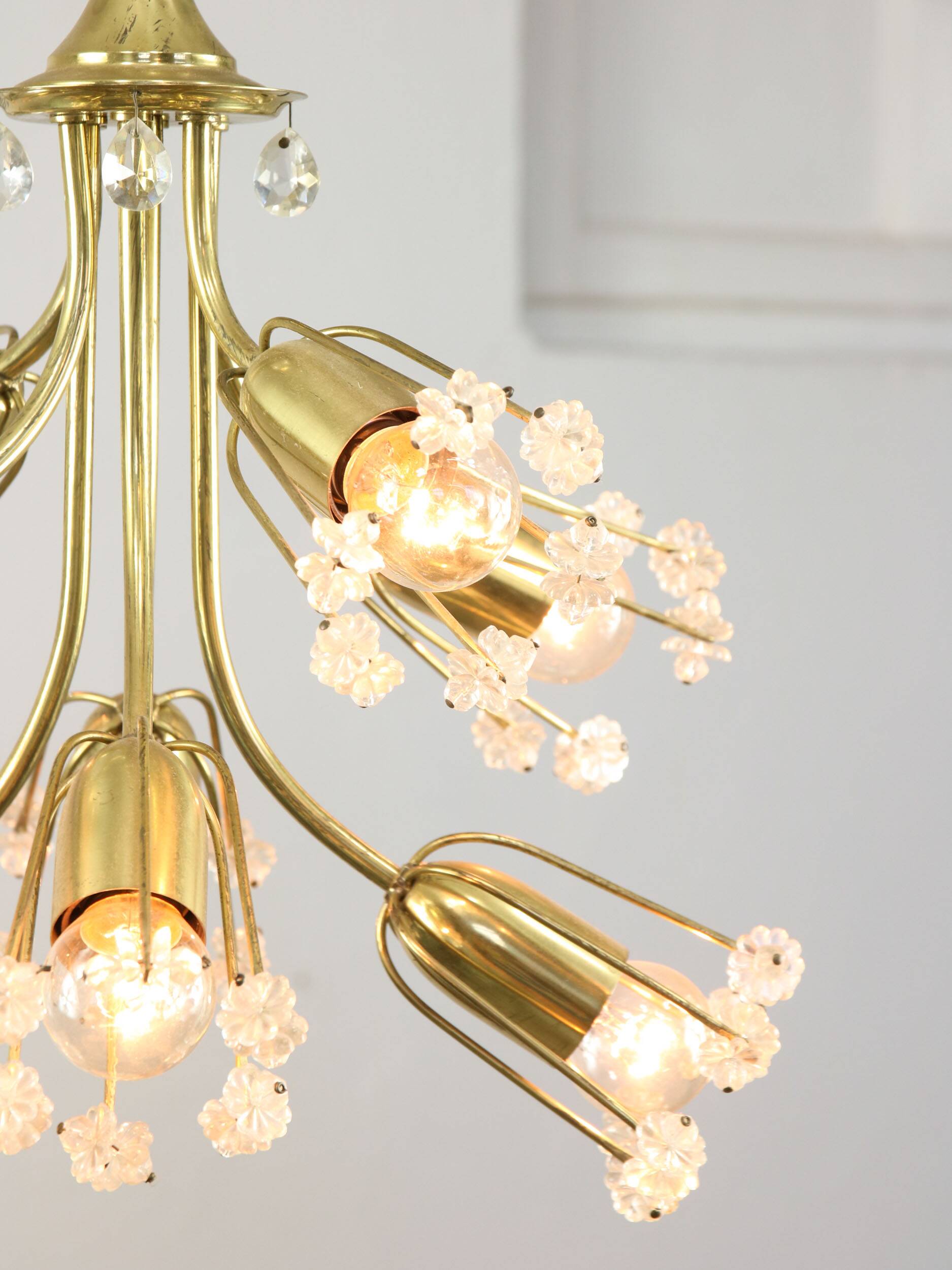 Mid-Century Chandelier by Emil Stejnar for Rupert Nikoll / 1950s Austria / Flower Bouquet Light