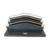 Porte lettres en cuir vert vintage
