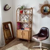 Bookcase shelf in braided wicker, bamboo and rattan