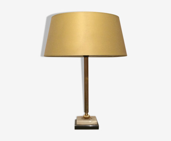Lampe en onyx & laiton doré " Hollywood Regency "