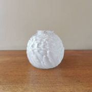 Small art deco ball vase in white glass paste