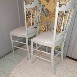 Lot de 2 chaises opéra style empire refaite tissu rayé xix coloris beige
