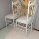Lot of 2 empire style opera chairs redone in 19th century striped fabric, beige color