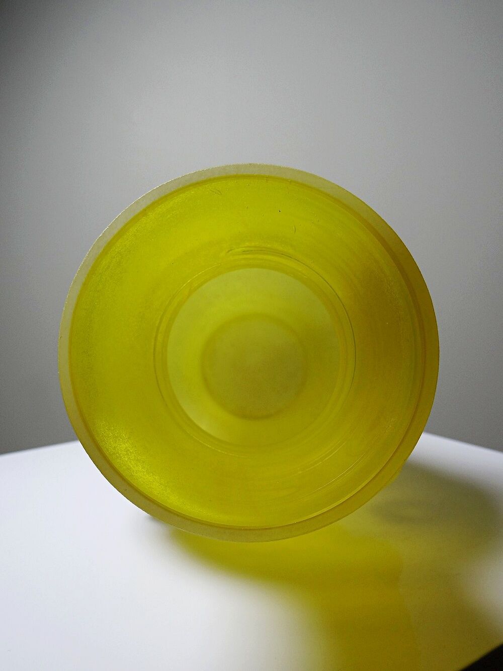Murano baluster vase, yellow, frosted glass in Seguso style, vintage 1960.