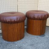 Pair of round poufs from the 1970s
