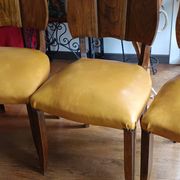 set of 4 vintage Art Deco chairs with carved wood and grape cluster design