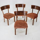 1930s art deco dining chairs in walnut, czechoslovakia