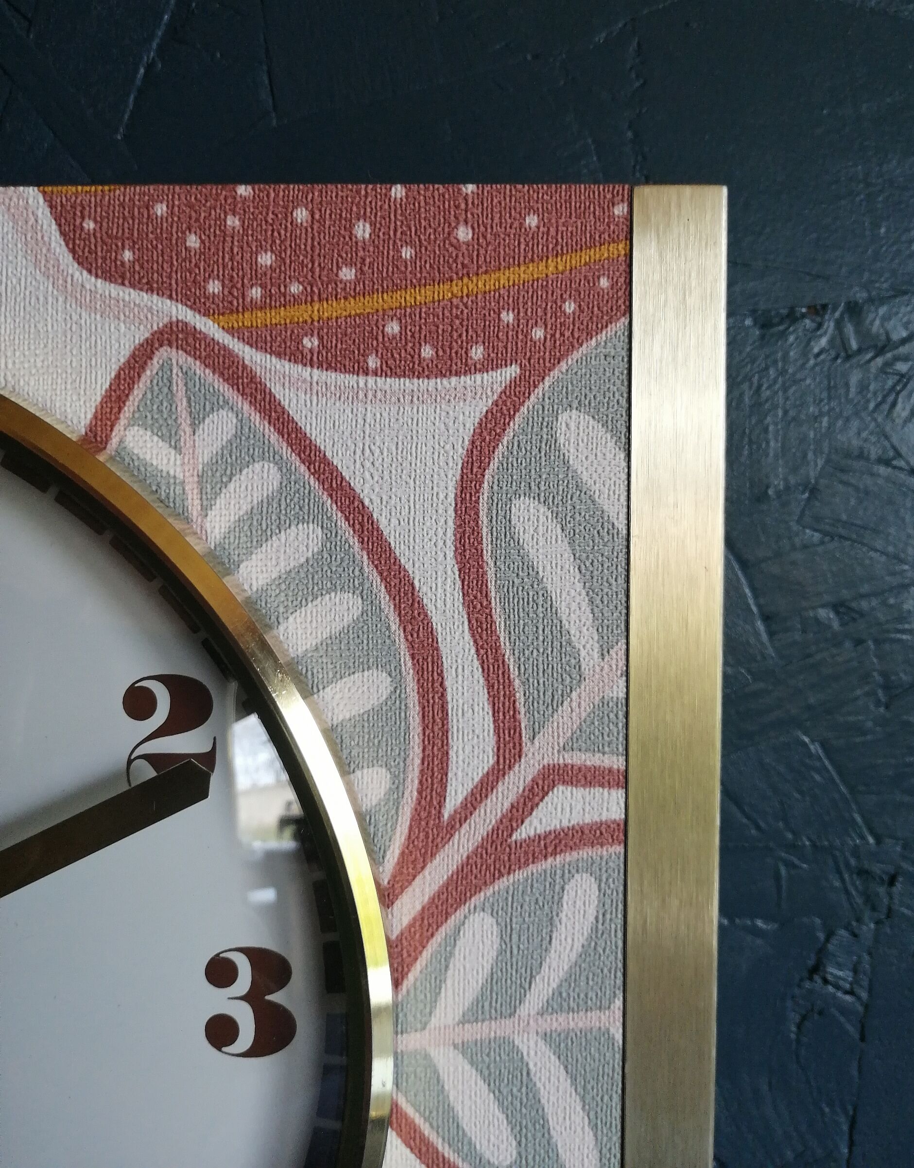 Vintage silent rectangular wall clock "Jaz Terracotta"