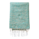 Handwoven green plaid with fine striped linen - fine fringes