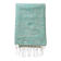 Handwoven green plaid with fine striped linen - fine fringes