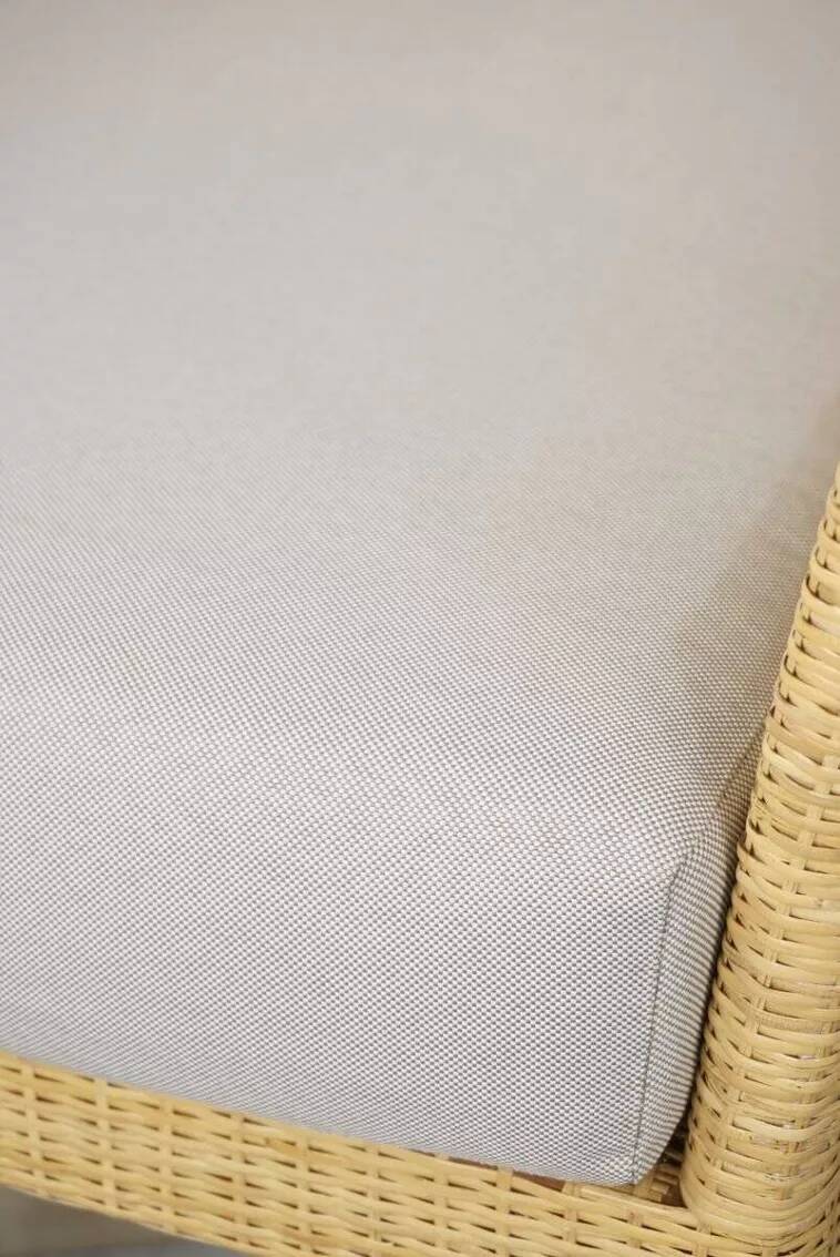 Pair of teak and rattan armchairs