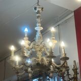 Large 19th century chandelier in Italian Capodimonte porcelain, floral decoration