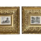 Pair of important English engravings in gilded frames, 19th century