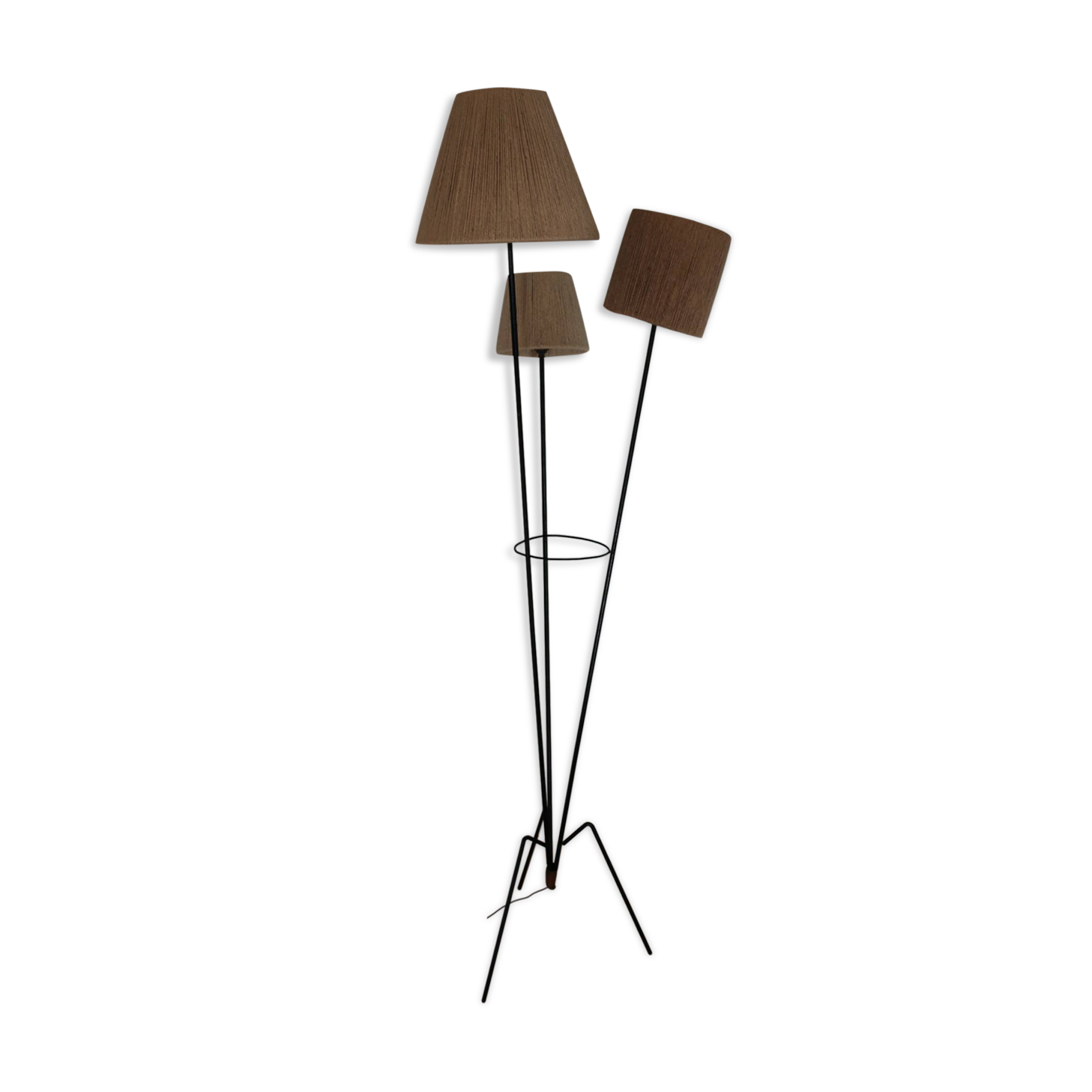 Black metal tripod floor lamp 1950