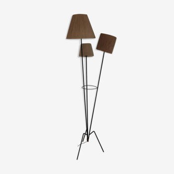 Lampadaire tripode métal noir 1950