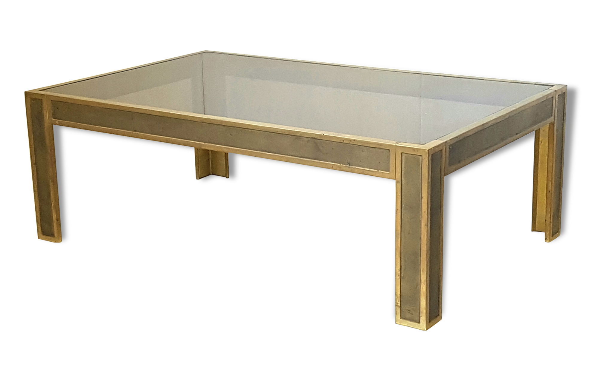 Coffee table in bronze & smoked glass 1970