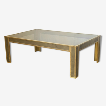 Coffee table in bronze & smoked glass 1970