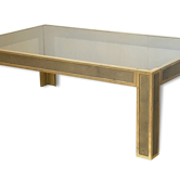 Table basse en bronze & verre fumé vintage années 70