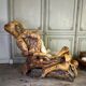 Pair of armchairs and a footstool made of root wood, circa 1970