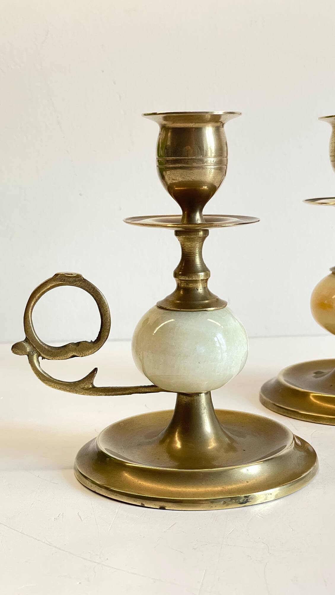 BOUGEOIRS Vintage Onyx Marble and Brass