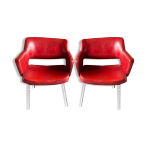 Paire de fauteuils vintage - simili