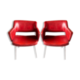 Pair of vintage armchairs in imitation leather from the 60s/70s