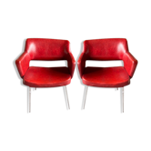 Pair of vintage armchairs in imitation leather from the 60s/70s