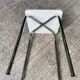 Vintage square steel and white leather stool