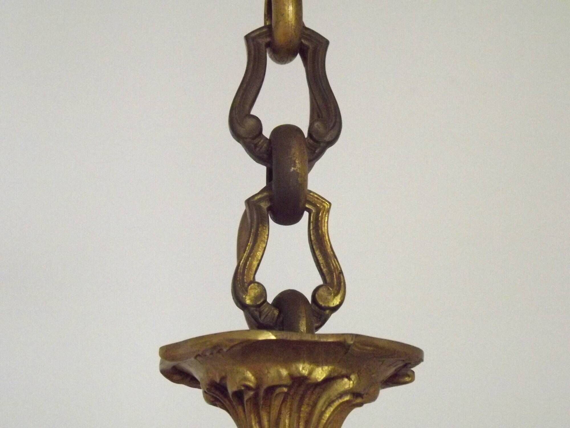 French Antique Traditional Bronze 8 Light Chandelier Acanthus Detail 5566