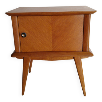 Vintage bedside table, varnish, compass legs, vintage 50s