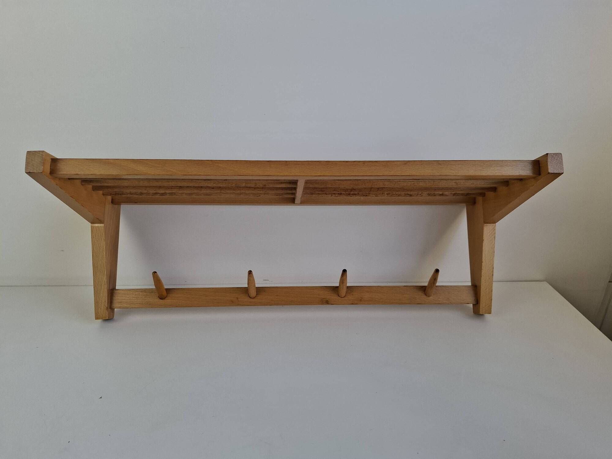 ULUV Czechoslovakian Mid-Century Wooden Wall Coat Rack, circa 1970