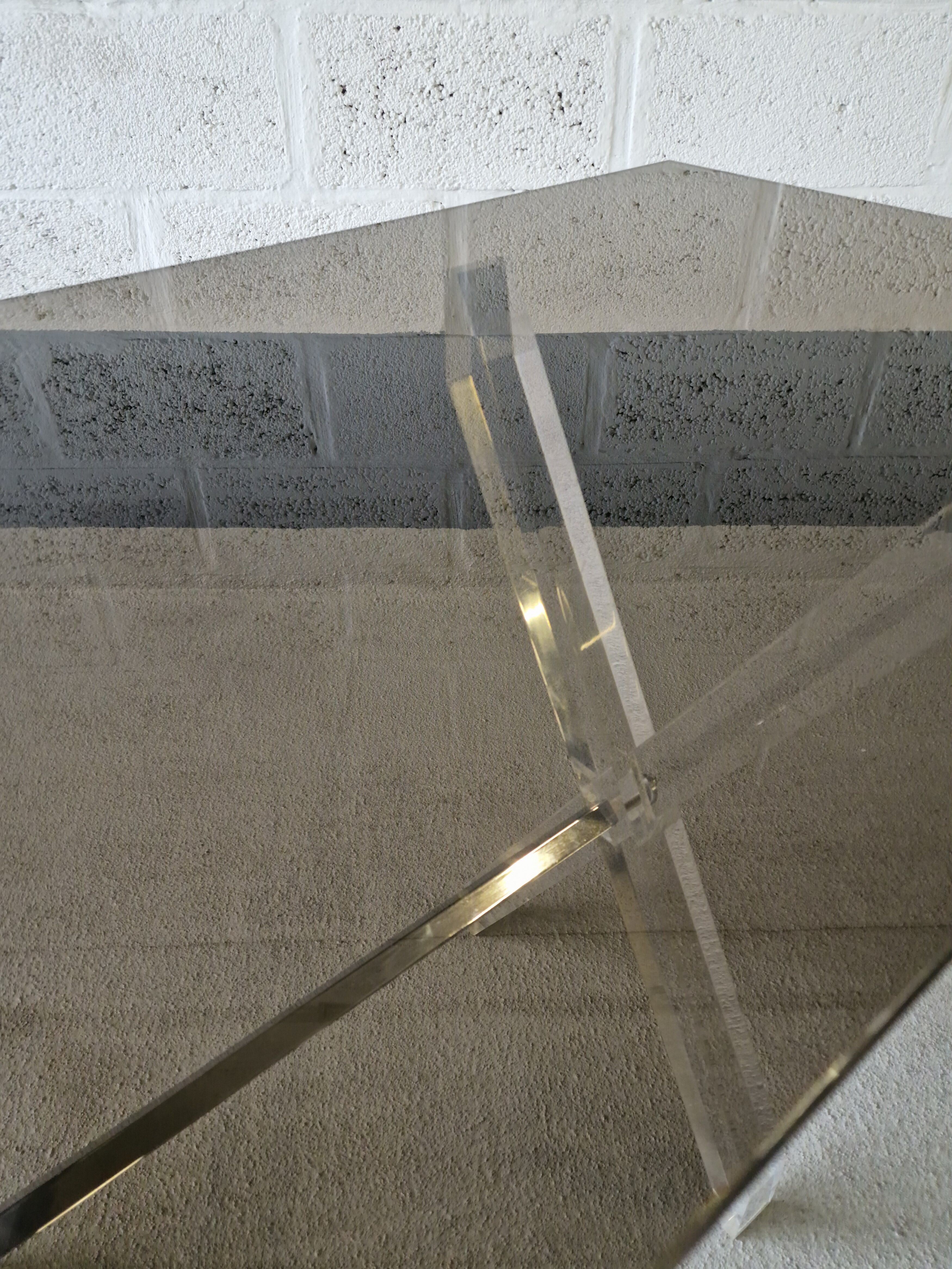 Desk in feet x plexiglass & smoked glass, 1970s