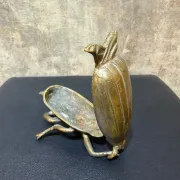 Brass Beetle Ashtray, Hinged Insect Figurine with Lift Up Wing Case