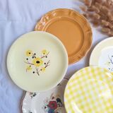 Vintage yellow orange and white dinner plates