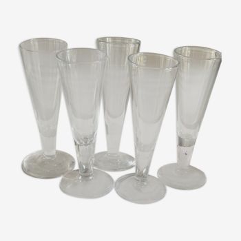 Set of 5 glass champagne flutes