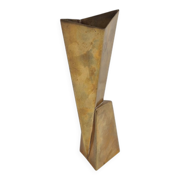 Art Deco Cubist Brass Vase from WMF, 1930s