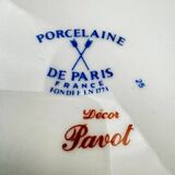 4 porcelain bowls from Paris, decorated with red and blue poppy flowers