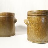 Lot de 4 anciens pots à moutarde en grès marron