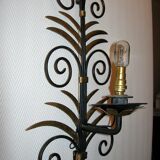 Appliques en fer forgé à décor de feuilles ananas dorées