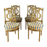 Series of 4 lyre chairs in gilded wood napoleon III era