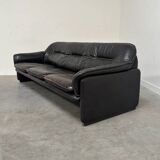 Black leather De Sede DS16 sofa, 1970s