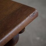 Brutalist oak desk from the mid-century, made in France in the 1950s.