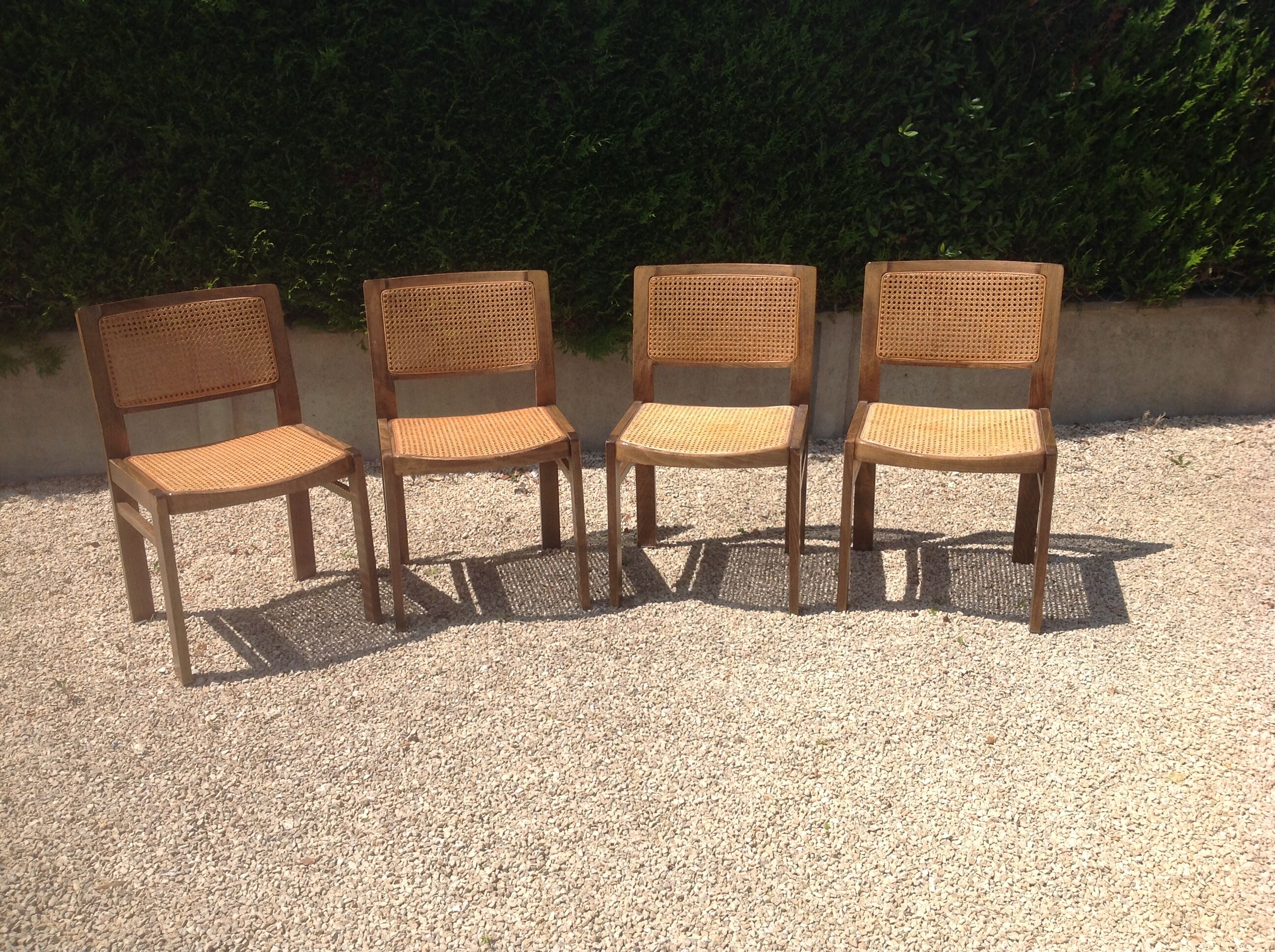 Lot de 4 chaises cannées Baumann vintage