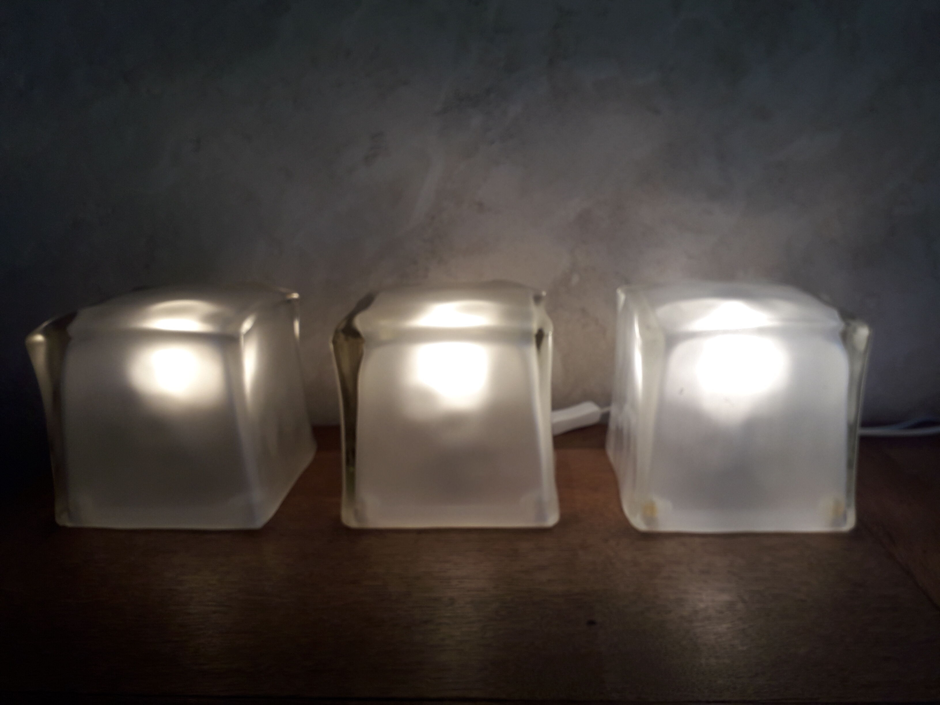 Ikea lamp ice cube frosted glass vintage