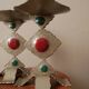 Pair of painted metal candle holders artisanal handmade wrought iron candelabra candlestick