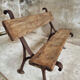 Antique garden bench park bench cast iron with oak