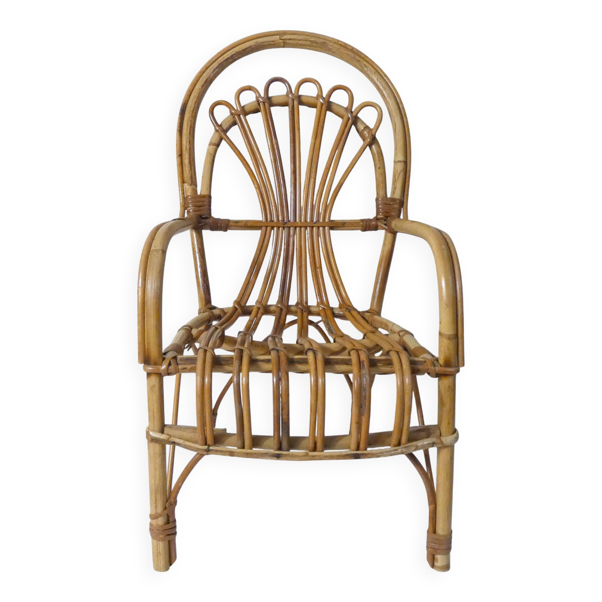 Fauteuil en rotin vintage format enfant