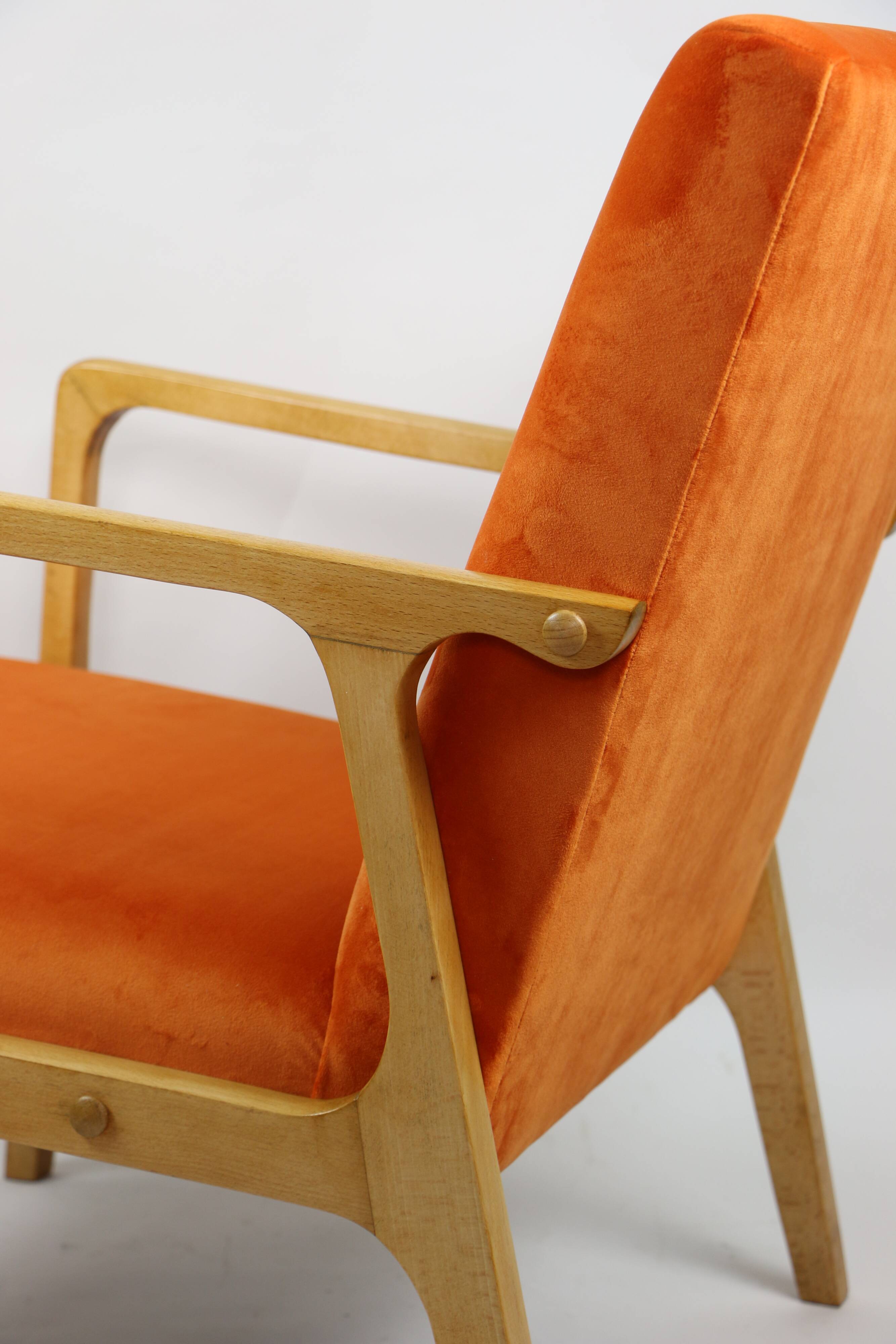 Fauteuil vintage Orange Velvet années 1970