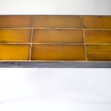 Coffee table signed Roger Capron, steel and ceramic, bird motif