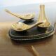 Black leather piped pipe holder with brass, Tremblay edition, Paris